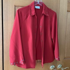 Y2K Red Button-Up Women's Top